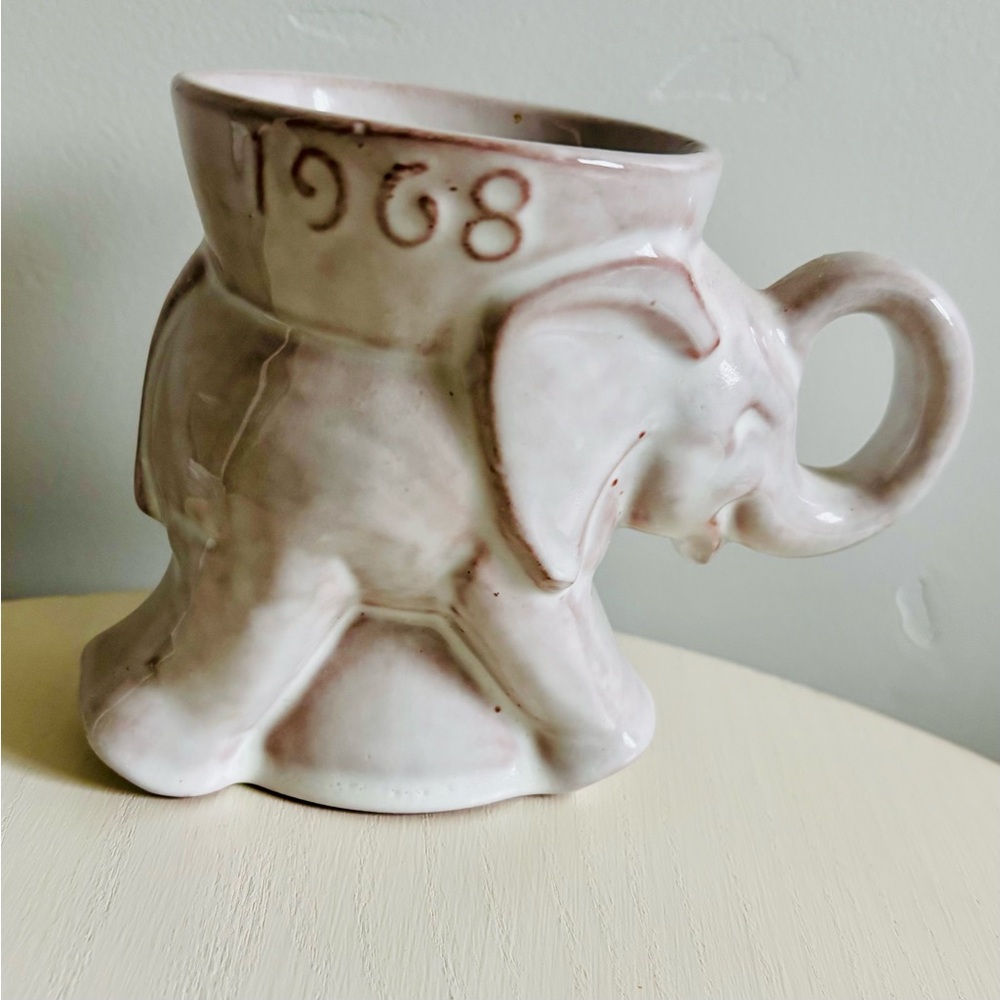 Vintage Frankoma Pottery 1968 GOP Elephant Shaped Mug